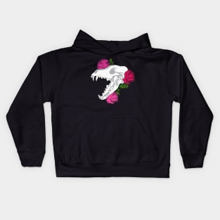 Floral Wolf Skull Kids Hoodie